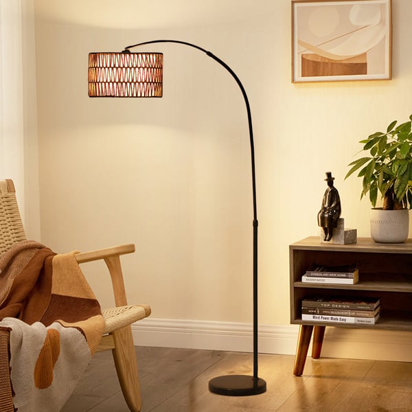 Gulvlampe, 93x34x144-175 cm, Sort Brun