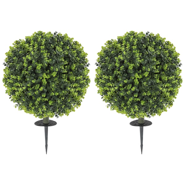 Kunstig Plante, Buksbom Kugle med Eukalyptusblade, 40x56 cm, Grøn