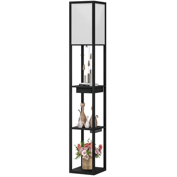 Gulvlampe, 26x26x159 cm, Sort og Hvid