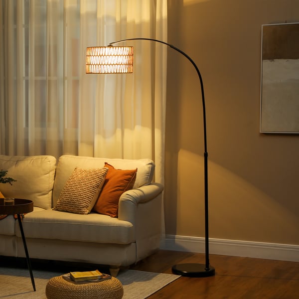 Gulvlampe, 93x34x144-175 cm, Sort Brun