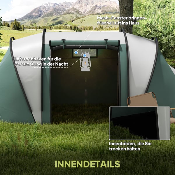 Campingtält, 450x220x180 cm, Grönt