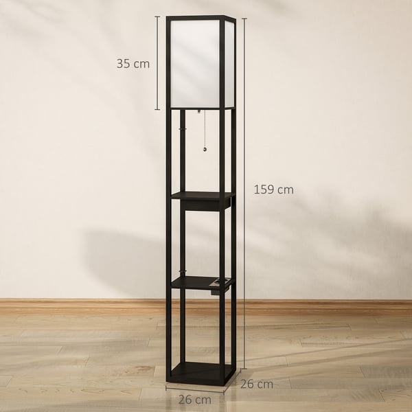 Gulvlampe, 26x26x159 cm, Sort og Hvid