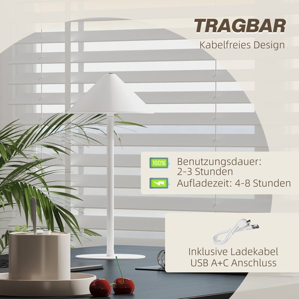 Bordlampe, 15x31,5 cm, Hvid