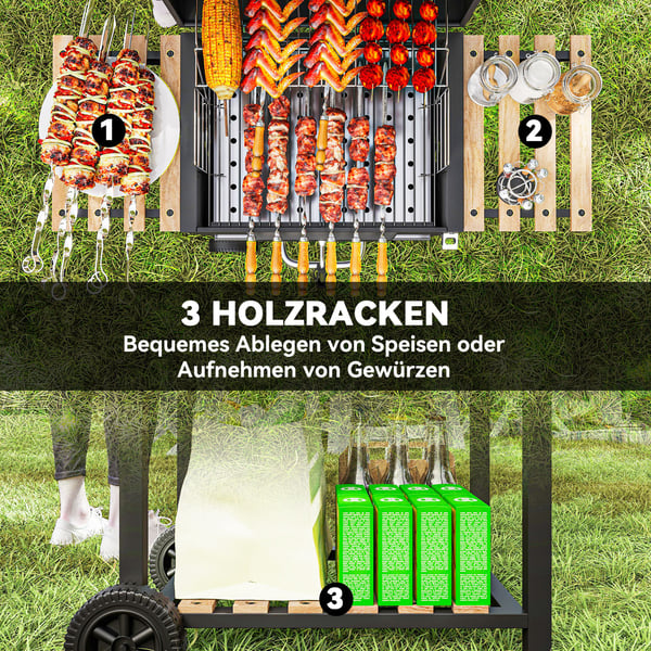 Kolgrill, 112x58x107 cm, Svart