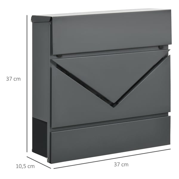 Postkasse, 37x10,5x37 cm, Mørkegrå