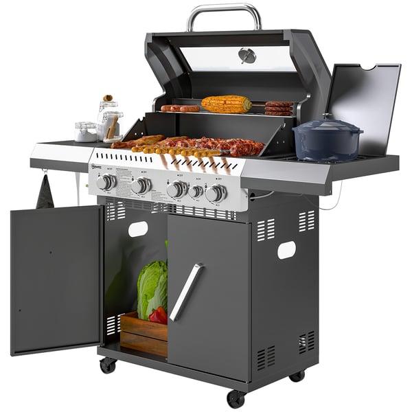 Gasgrill, 135x54x110 cm, Sort