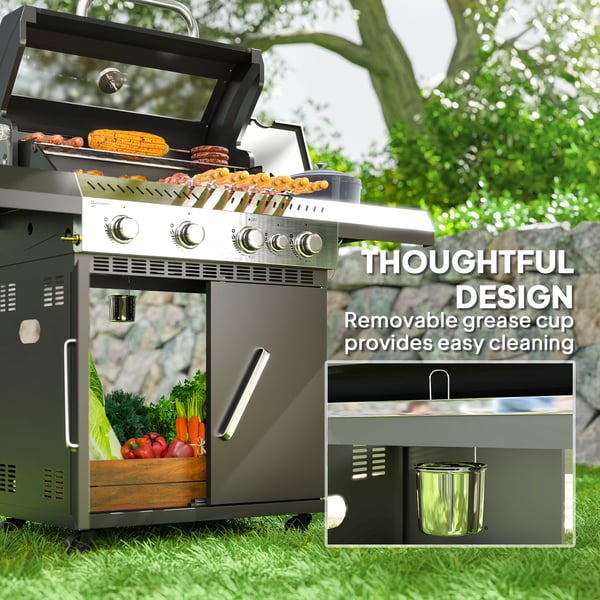 Gasgrill, 135x54x110 cm, Sort