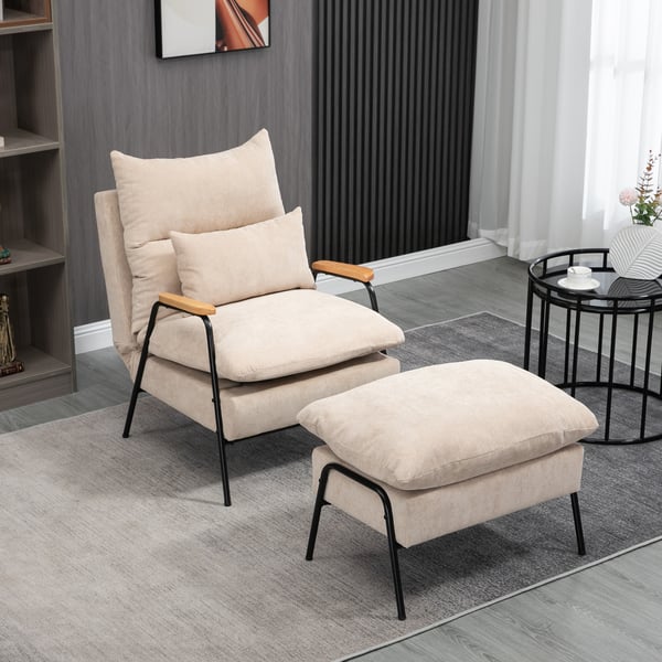 Nojatuoli jalkarahilla, 68x91,5x88 cm, beige
