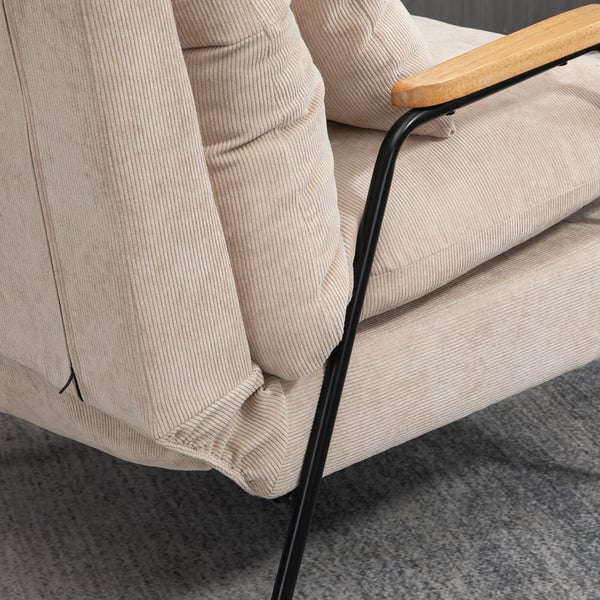 Nojatuoli jalkarahilla, 68x91,5x88 cm, beige
