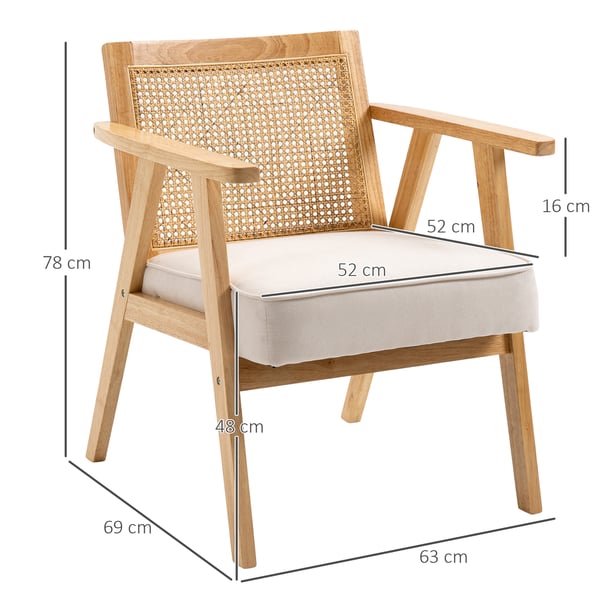 Lænestol, 63x69x78 cm, Creme