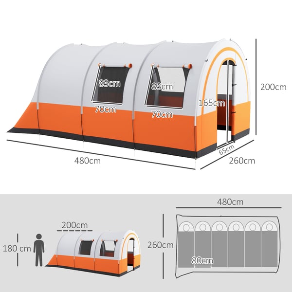 Campingtelt, 480x260x200 cm, Creme