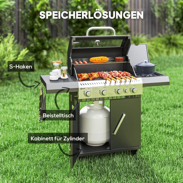 Gasgrill, 135x54x110 cm, Sort