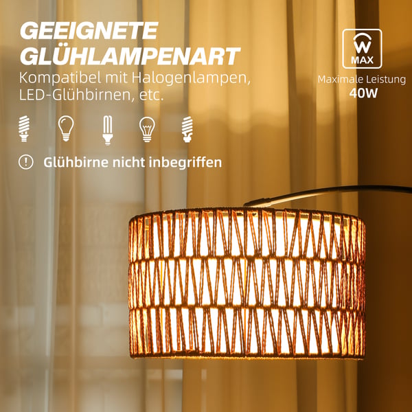 Gulvlampe, 93x34x144-175 cm, Sort Brun