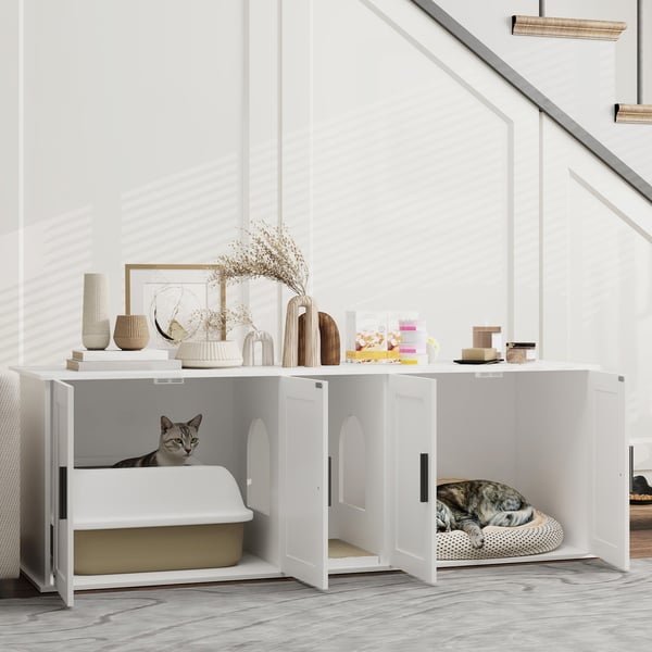 Kattlådeskåp, 145x49x51 cm, Vitt