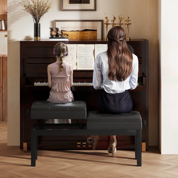 Pianotuoli, Säädettävä Korkeus, 105x37x48-58 cm, Musta