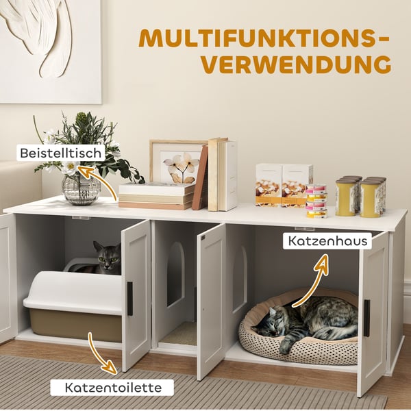 Kattlådeskåp, 145x49x51 cm, Vitt