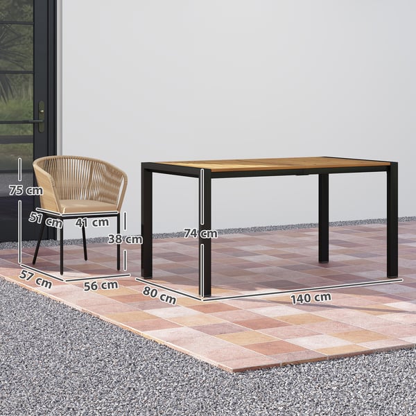 Ulkokalustesetti, 140x80x74 cm, luonnonpuu, khaki