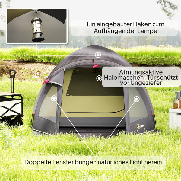 Campingtelt, 330x190x120 cm, Sort