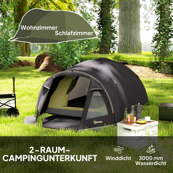 Campingtelt, 330x190x120 cm, Sort
