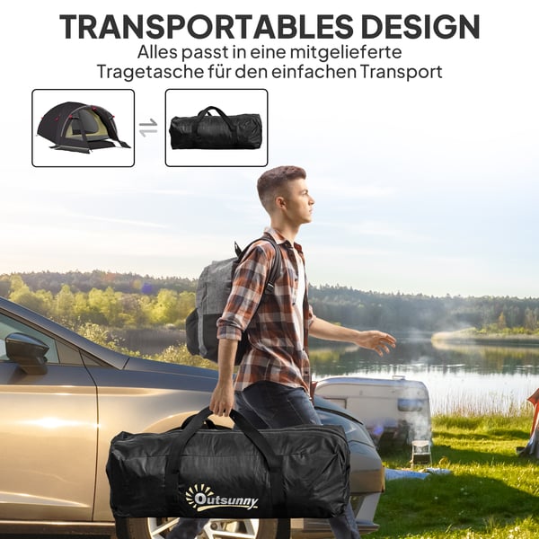 Campingtelt, 330x190x120 cm, Sort