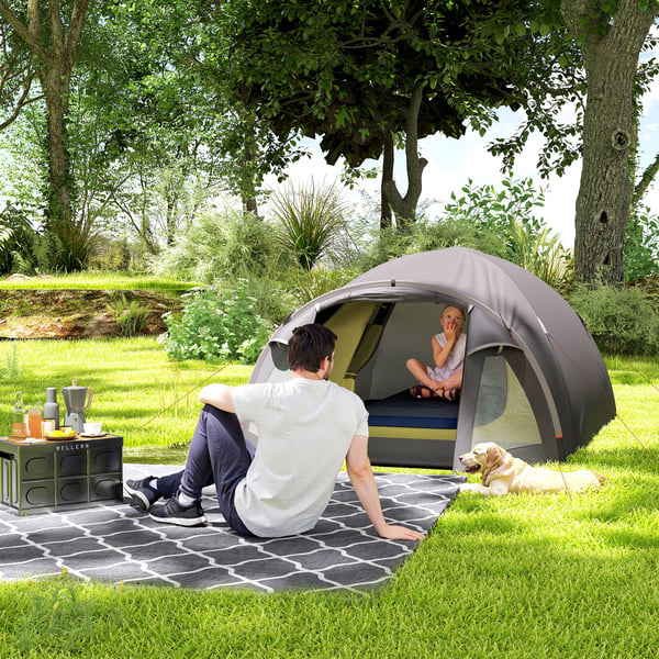 Campingtelt, 330x190x120 cm, Sort