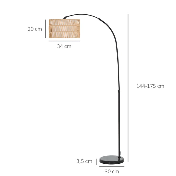 Gulvlampe, 93x34x144-175 cm, Sort Brun
