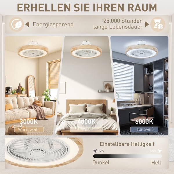 Kattotuulettimen valolla, 50x22,5 cm, luonnonpuu