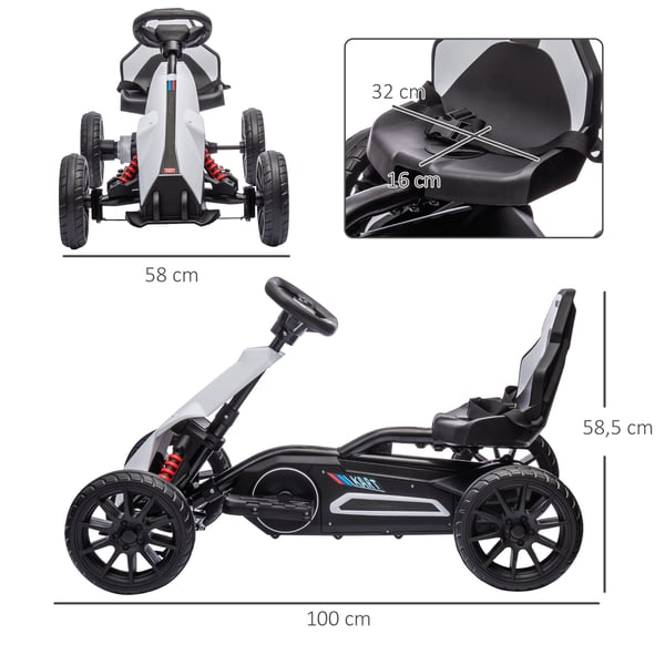 Elektrisk Go-Kart, 100x58x58,5 cm, Hvid, Plast