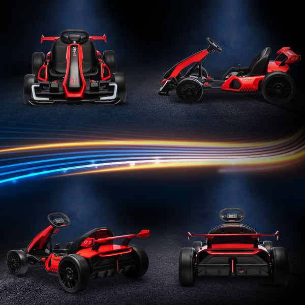Elektrisk Go-Kart, 120x76x53,5 cm, Röd och Svart