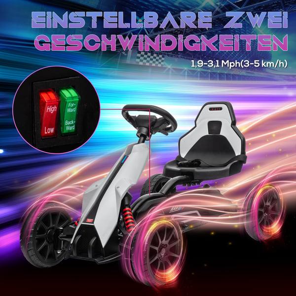 Elektrisk Go-Kart, 100x58x58,5 cm, Hvid, Plast