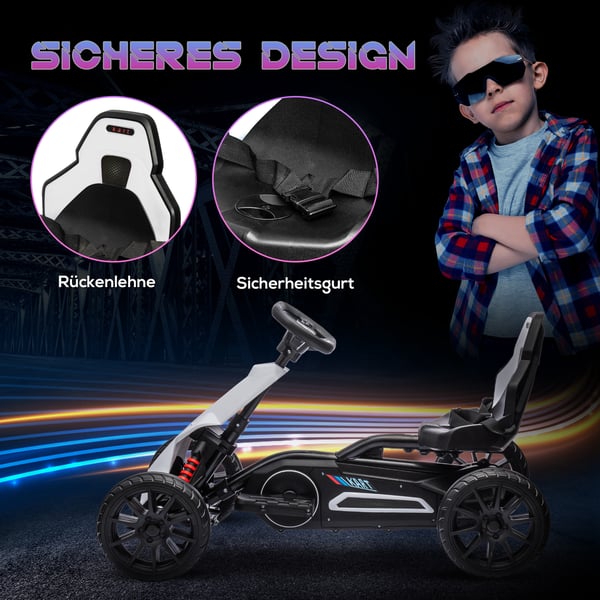 Elektrisk Go-Kart, 100x58x58,5 cm, Hvid, Plast