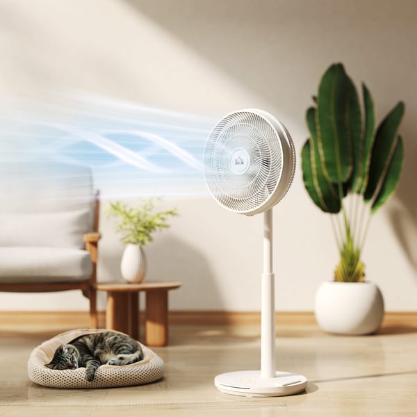 Gulvventilator, 40x36x110 cm, Hvid