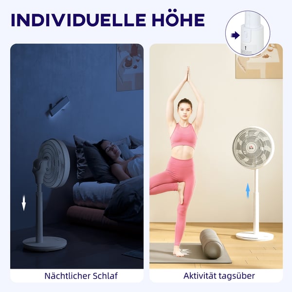 Gulvventilator, 40x36x110 cm, Hvid