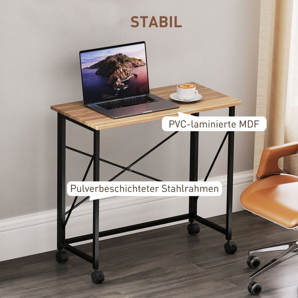 Sammenklappeligt skrivebord, 80x40x75 cm, eg