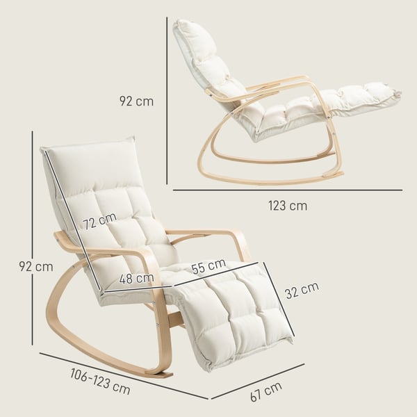 Gyngestol, 67x106-123x92 cm, Creme