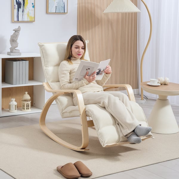 Gyngestol, 67x106-123x92 cm, Creme