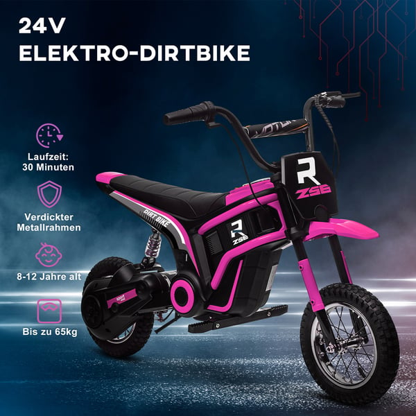 Elektrisk motorcykel, 119x64x76,5 cm, pink, metal