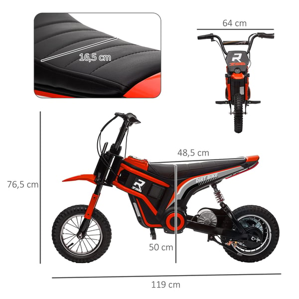 Elektrisk Motorcykel, 119x64x76,5 cm, Rød, Metal