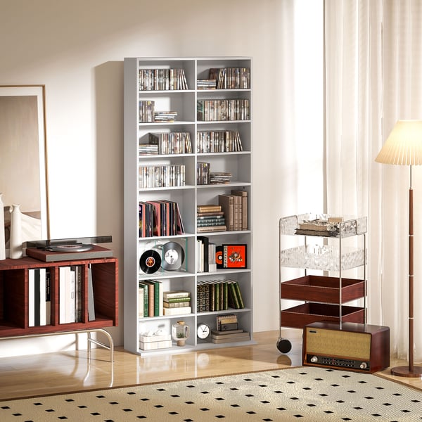 CD-reol, 78,5x24x175 cm, hvid