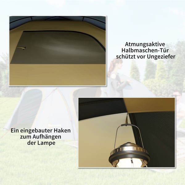 Campingtelt, 345x240x130 cm, Lyseblå