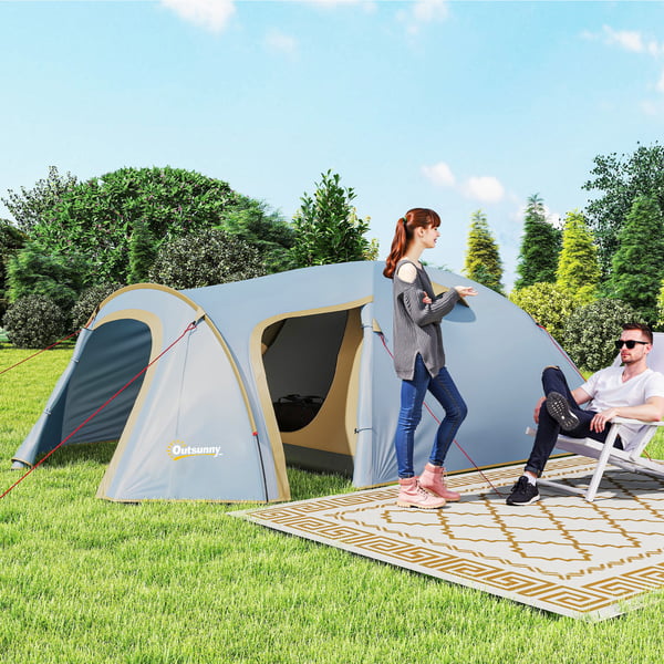 Campingtelt, 345x240x130 cm, Lyseblå