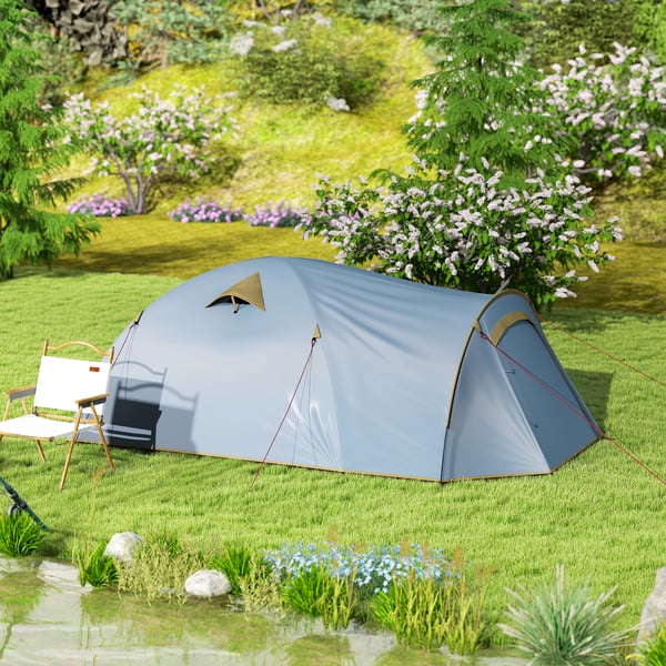 Campingtelt, 345x240x130 cm, Lyseblå