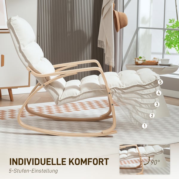 Gyngestol, 67x106-123x92 cm, Creme