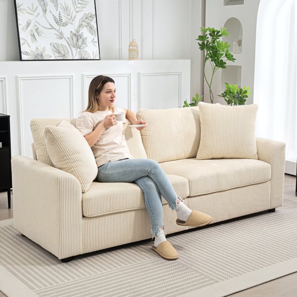 3-hengen sohva, 212x80x88 cm, kerma