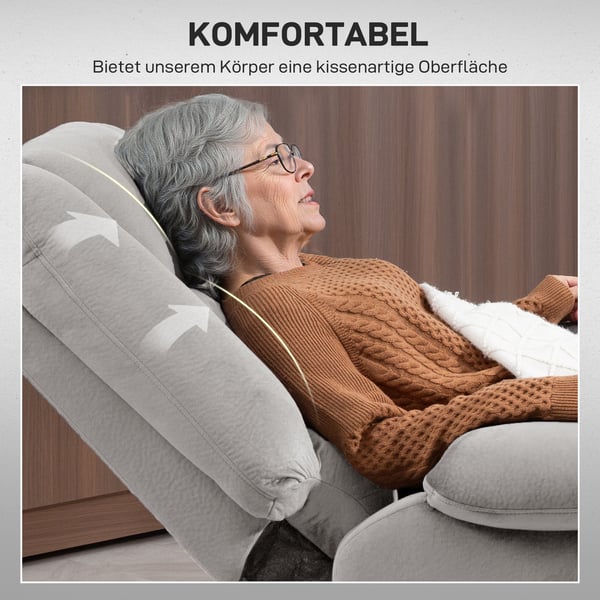Fåtölj med reclinerfunktion, 90x157x93 cm, ljusgrå