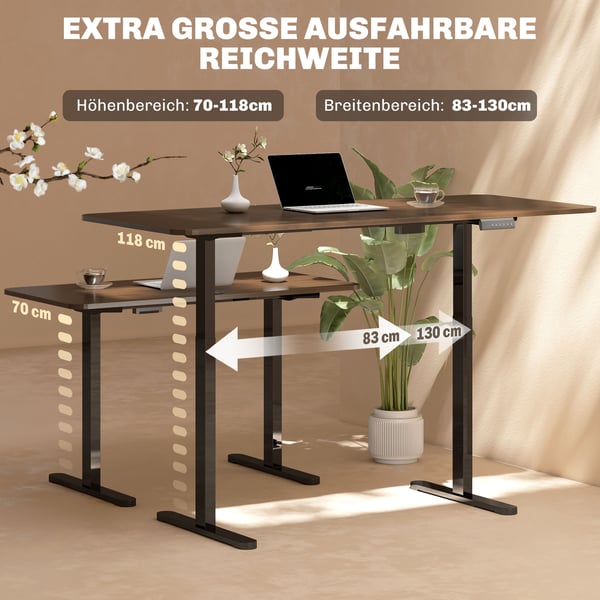 Højdejusterbar Skrivebordsstel, 83x45x70-118 cm, Sort