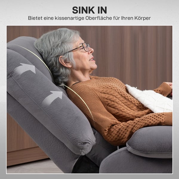 Fåtölj med reclinerfunktion, 90x93x110 cm, Mörkgrå