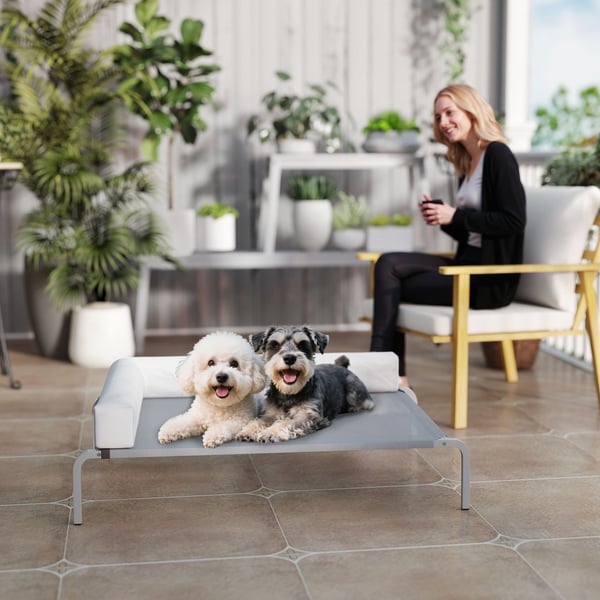 Utomhussäng för hund, 110x75x30 cm, Ljusgrå