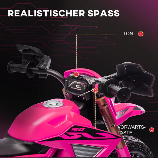 Elektrisk børnemotorcykel, 105x57x62 cm, pink