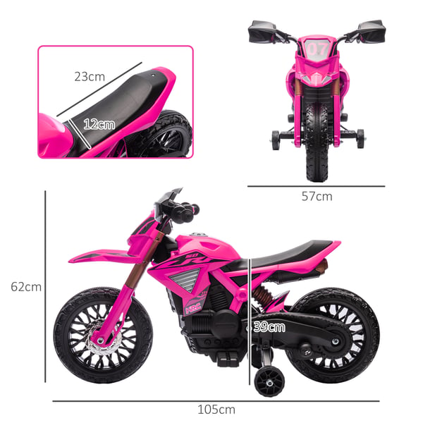 Elektrisk børnemotorcykel, 105x57x62 cm, pink